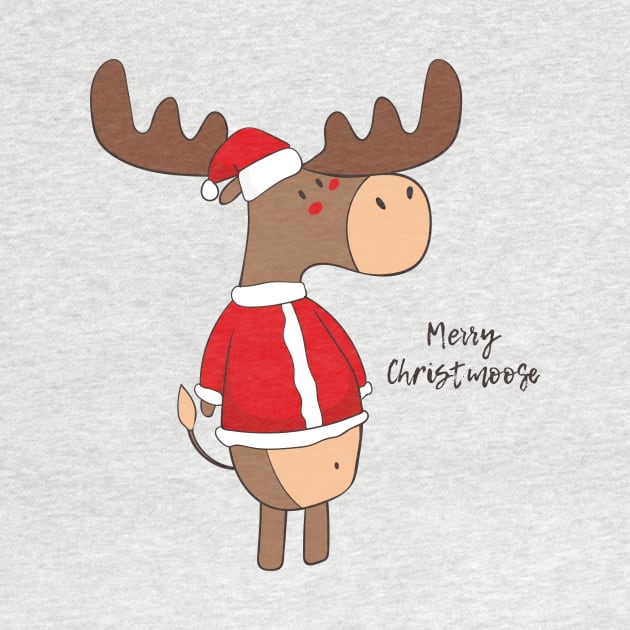 Merry Christmoose, Funny Cute Christmas Moose by Dreamy Panda Designs